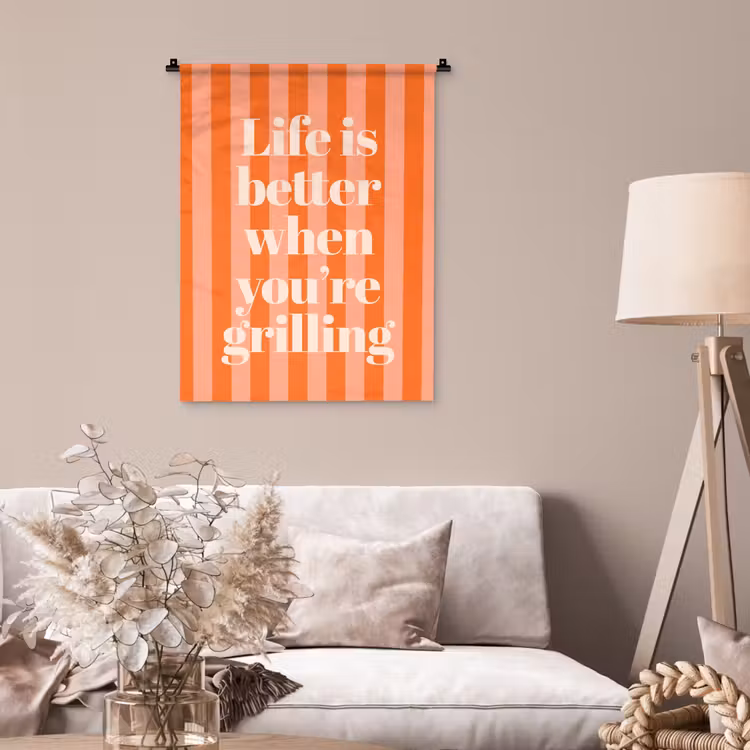 Wandkleed - Tekst - Gestreept - Oranje - Zomer — 2