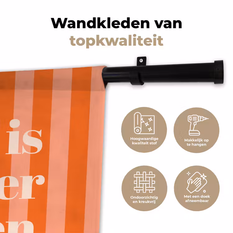 Wandkleed - Tekst - Gestreept - Oranje - Zomer — 3