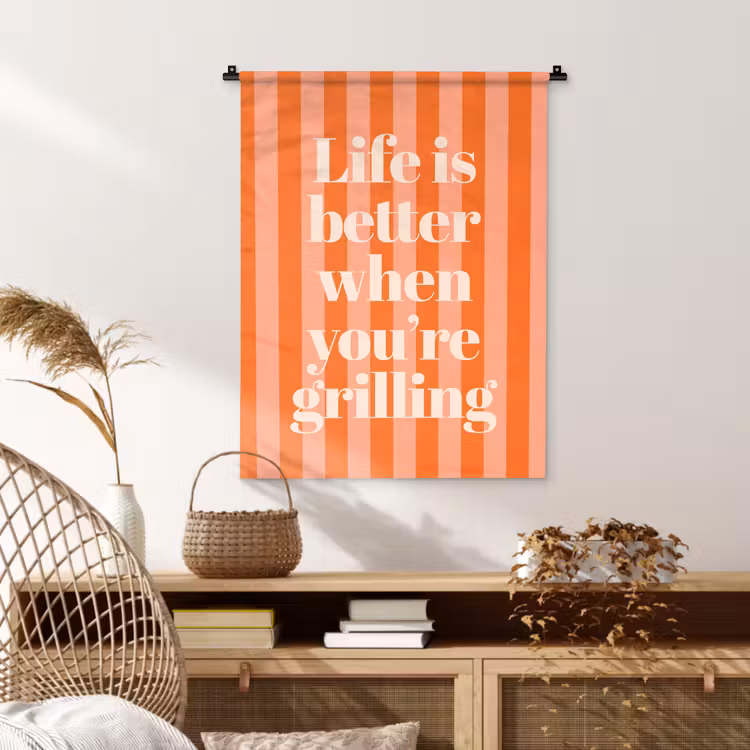 Wandkleed - Tekst - Gestreept - Oranje - Zomer — 4