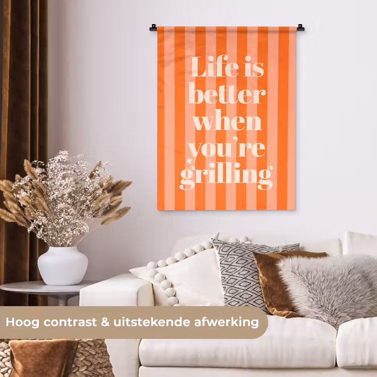 Wandkleed - Tekst - Gestreept - Oranje - Zomer — 5
