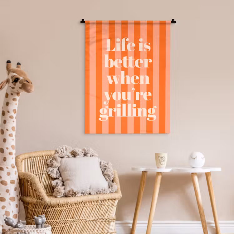 Wandkleed - Tekst - Gestreept - Oranje - Zomer — 6
