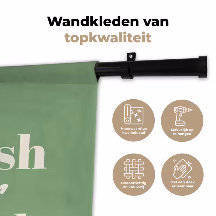 Wandkleed - Tekst - Groen - Sierlijk - Letters — 3