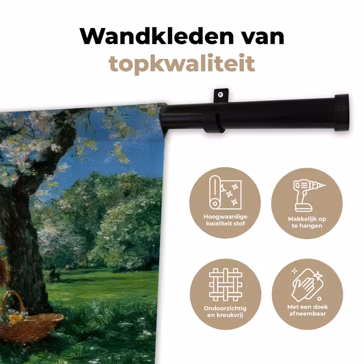 Wandkleed - Vrouw - Boom - Boek - Mandje — 3
