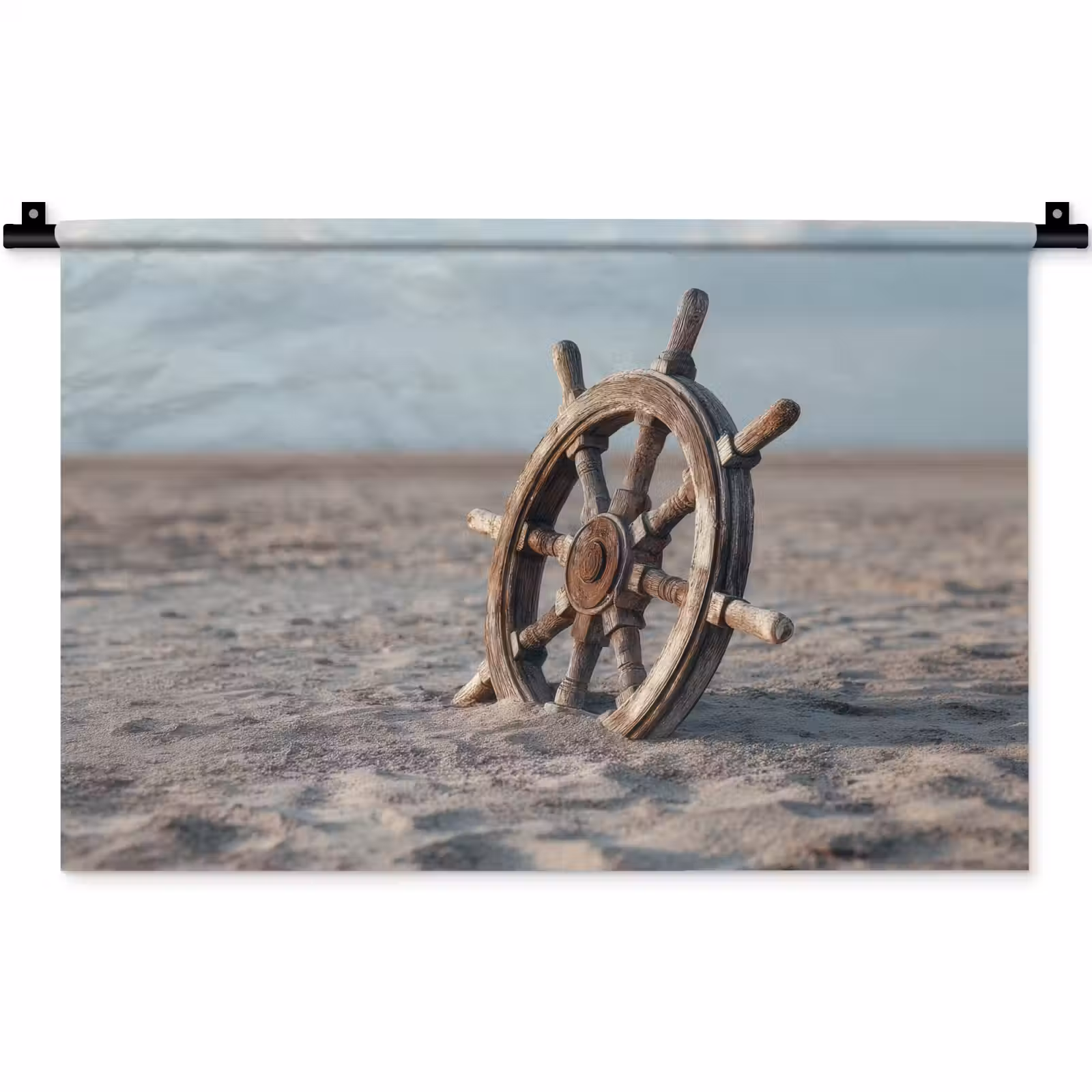 Wandkleed - Scheepsstuur - Hout - Bruin - Zand — 1