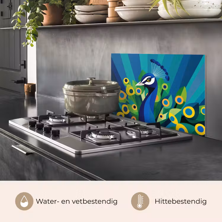 Spatscherm keuken - Pauw - Cirkels - Blauw — 7