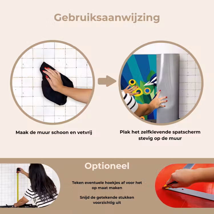 Spatscherm keuken - Pauw - Cirkels - Blauw — 8
