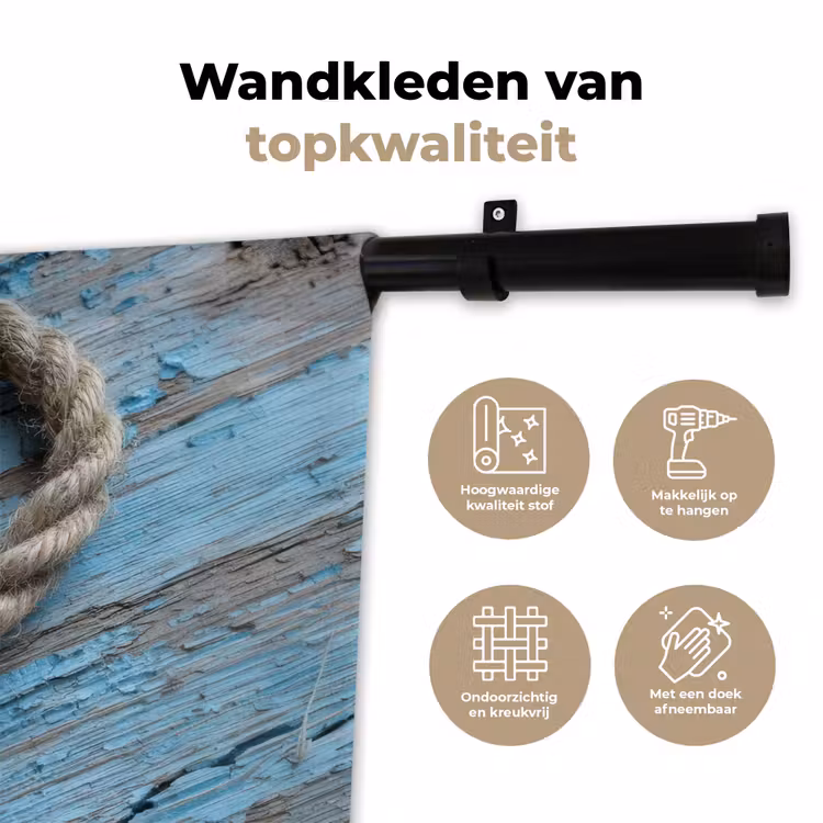 Wandkleed - Hart - Touw - Hout - Rustiek — 3