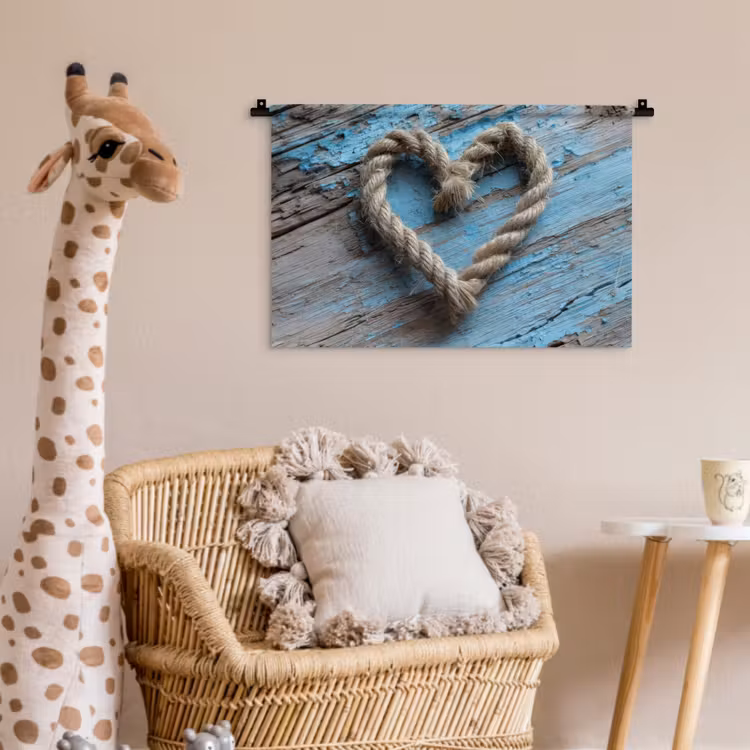 Wandkleed - Hart - Touw - Hout - Rustiek — 5