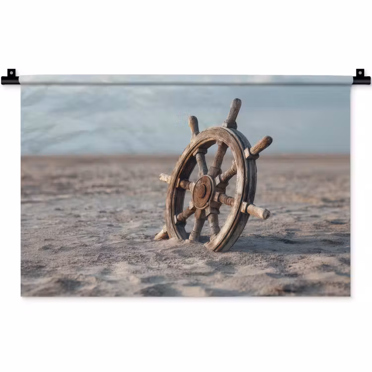 Wandkleed - Scheepsstuur - Hout - Bruin - Zand — 1
