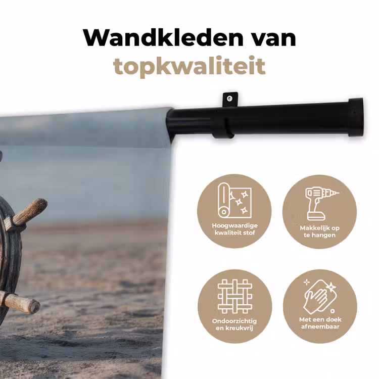 Wandkleed - Scheepsstuur - Hout - Bruin - Zand — 3
