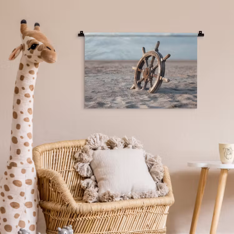 Wandkleed - Scheepsstuur - Hout - Bruin - Zand — 5