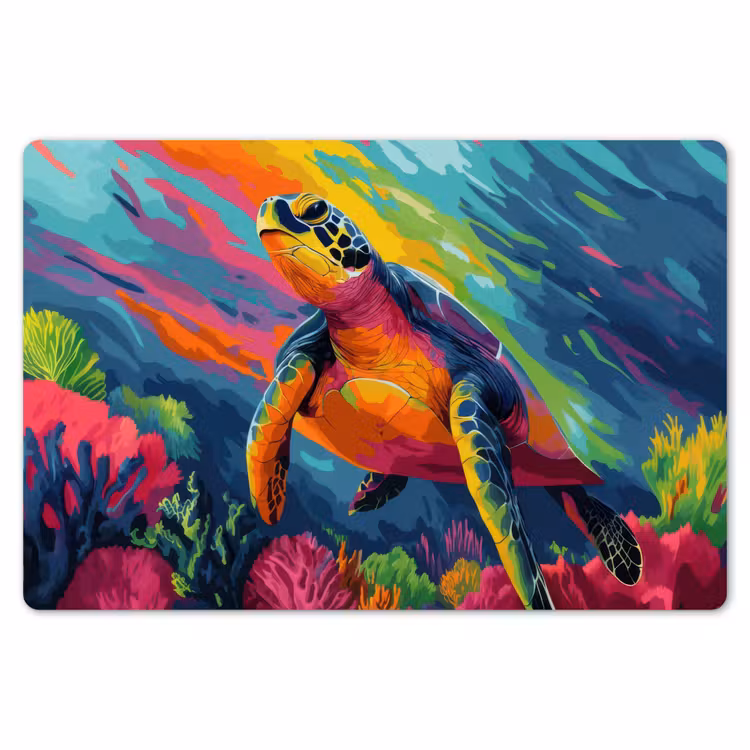 Placemat - 6 stuks - Koraal - Schildpad - Abstract - Water — 7