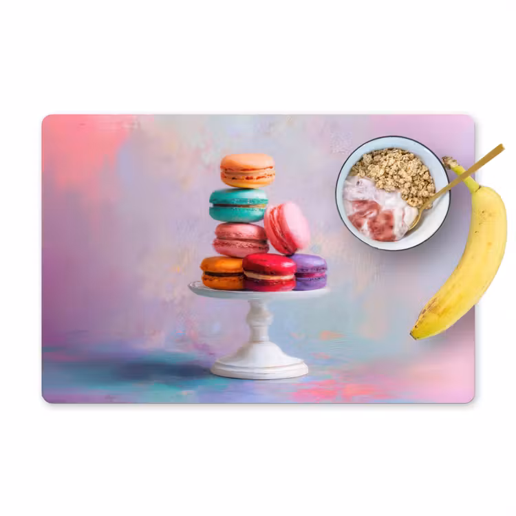 Placemat - 6 stuks - Macarons - Schaal - Pastel - Kleurrijk — 1