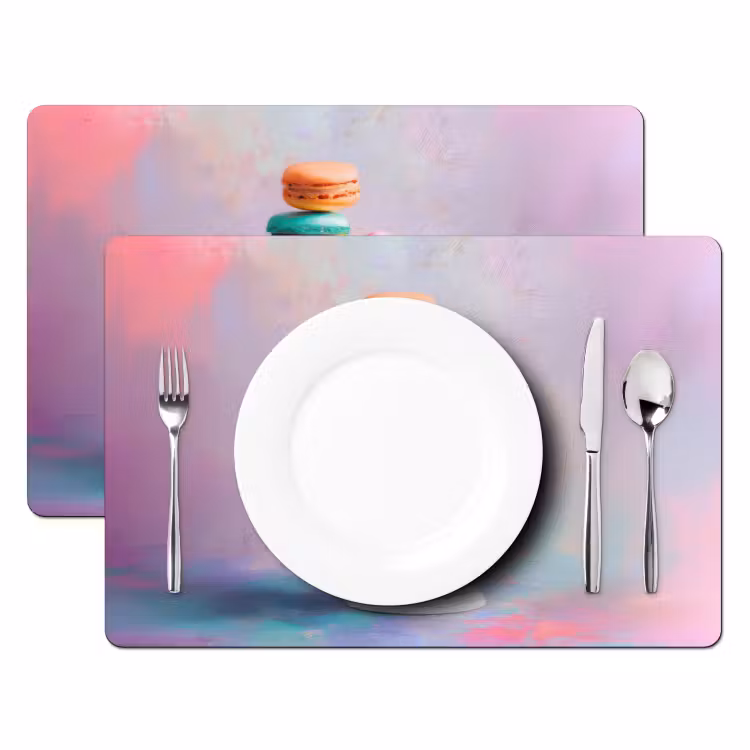 Placemat - 6 stuks - Macarons - Schaal - Pastel - Kleurrijk — 2