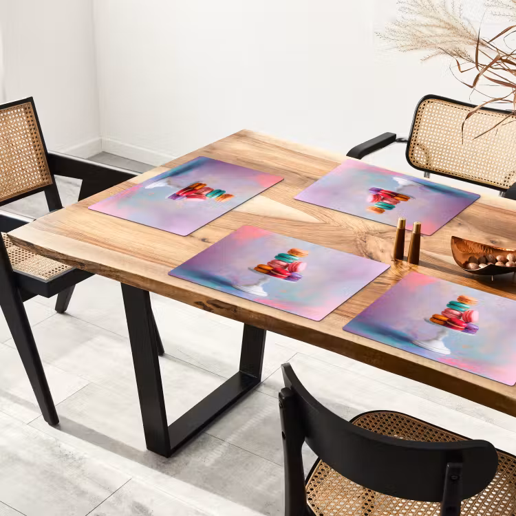 Placemat - 6 stuks - Macarons - Schaal - Pastel - Kleurrijk — 5