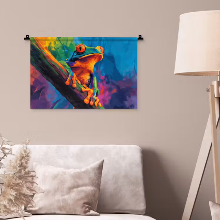 Wandkleed - Kikker - Felgekleurd - Tak - Regenboog — 2