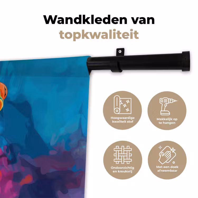 Wandkleed - Kikker - Felgekleurd - Tak - Regenboog — 3
