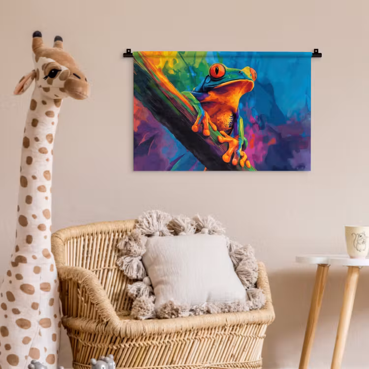 Wandkleed - Kikker - Felgekleurd - Tak - Regenboog — 5