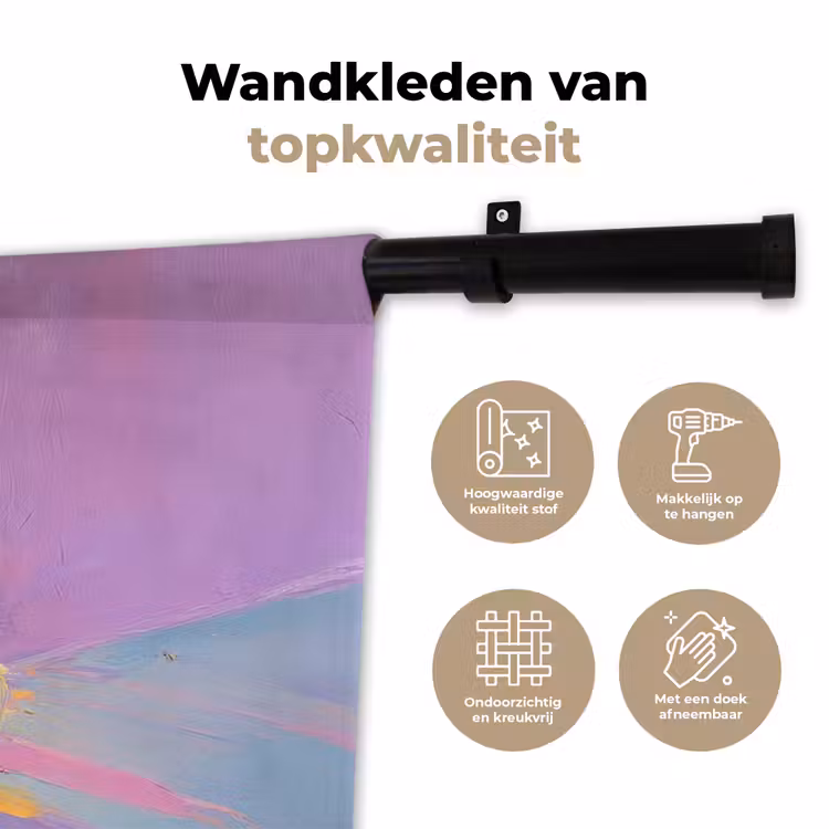Wandkleed - Teddybeer - Schaduw - Penseelstreken - Paars — 3