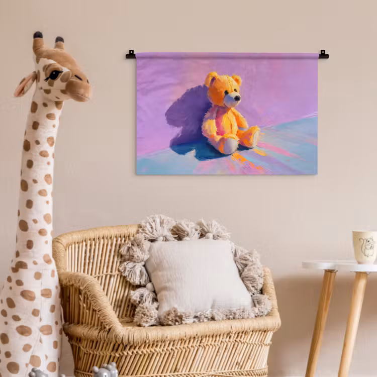 Wandkleed - Teddybeer - Schaduw - Penseelstreken - Paars — 5