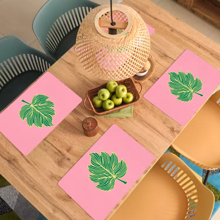 Placemat - 6 stuks - Blad - Groen - Illustratie - Minimalistisch — 6