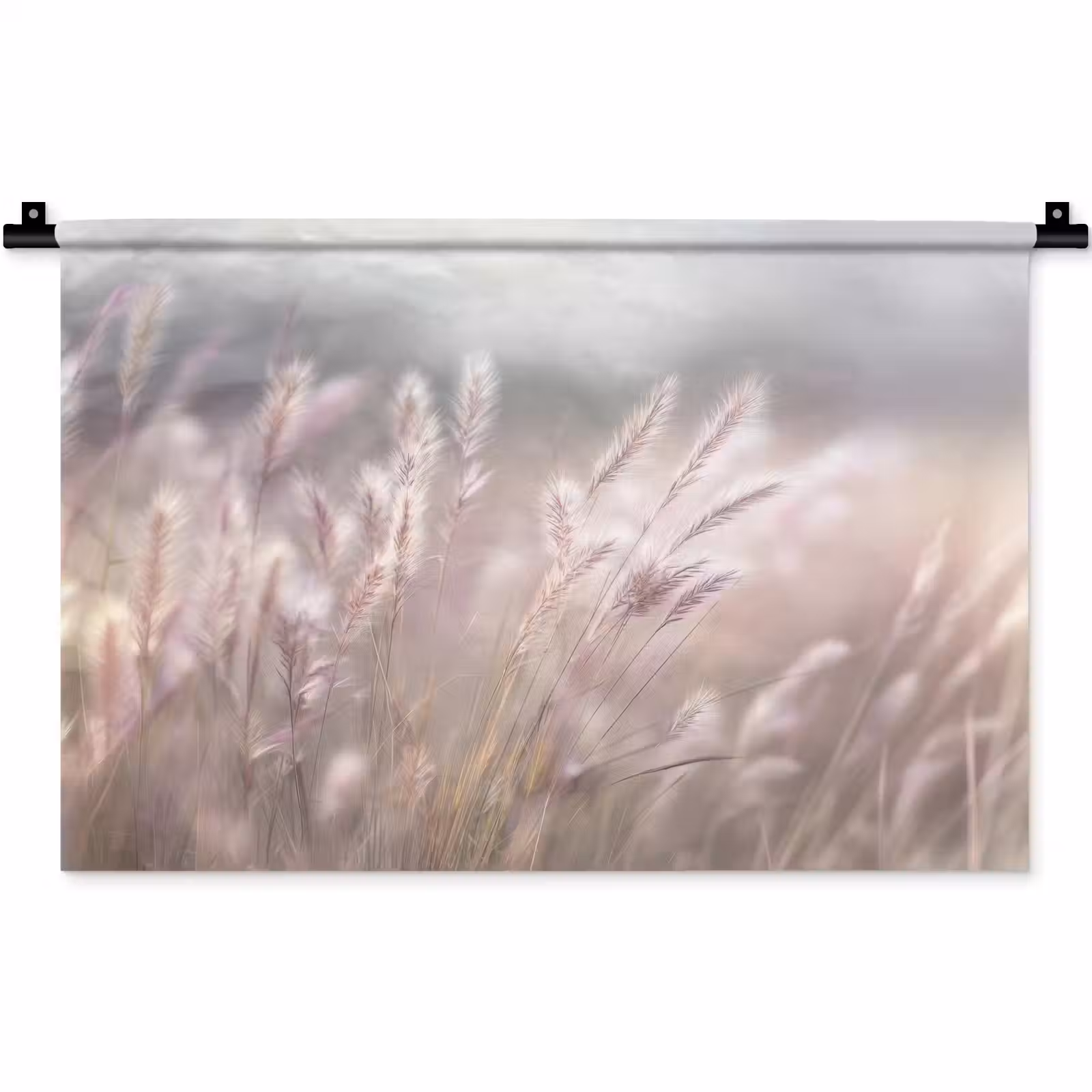 Wandkleed - Graspluimen - Wind - Beige - Mistig — 1