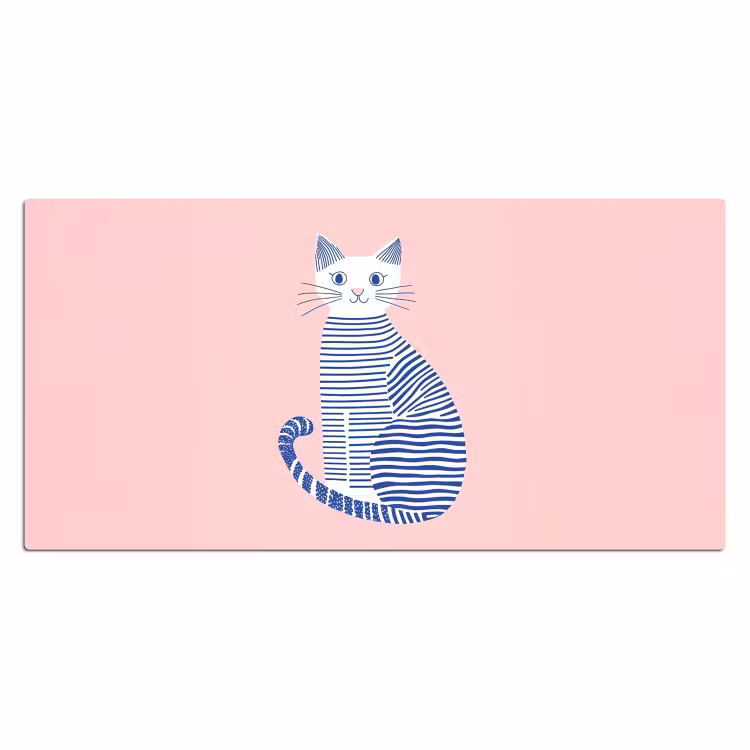 Bureau onderlegger - Kat - Illustratie - Minimalistisch - Roze — 1
