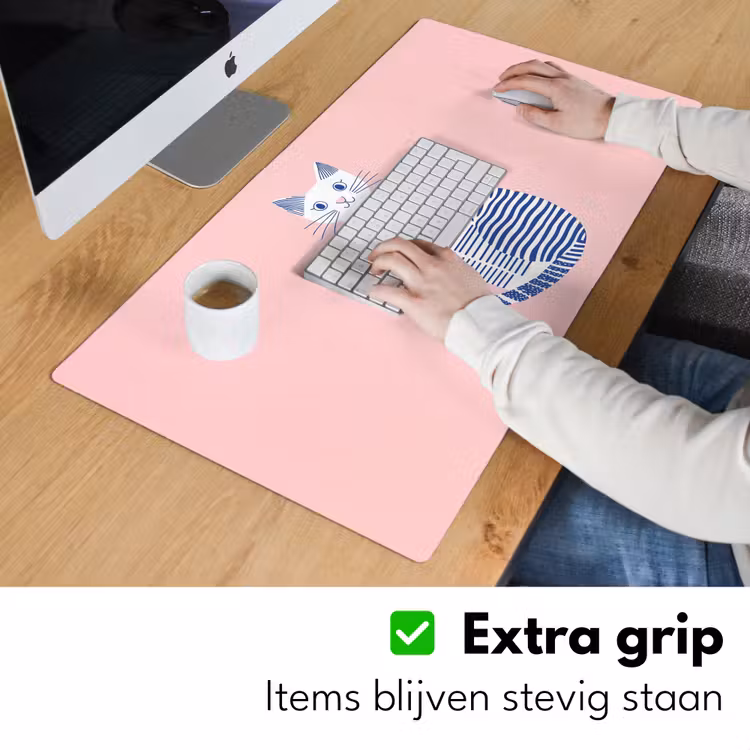 Bureau onderlegger - Kat - Illustratie - Minimalistisch - Roze — 5