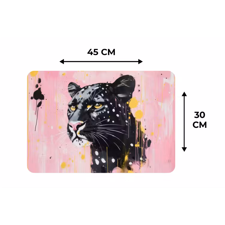 Placemat - 6 stuks - Zwart - Panter - Roze - Abstract — 3