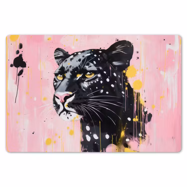 Placemat - 6 stuks - Zwart - Panter - Roze - Abstract — 7
