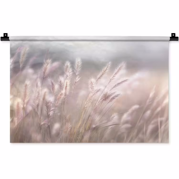 Wandkleed - Graspluimen - Wind - Beige - Mistig — 1
