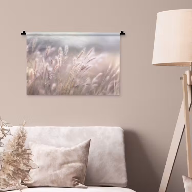 Wandkleed - Graspluimen - Wind - Beige - Mistig — 2