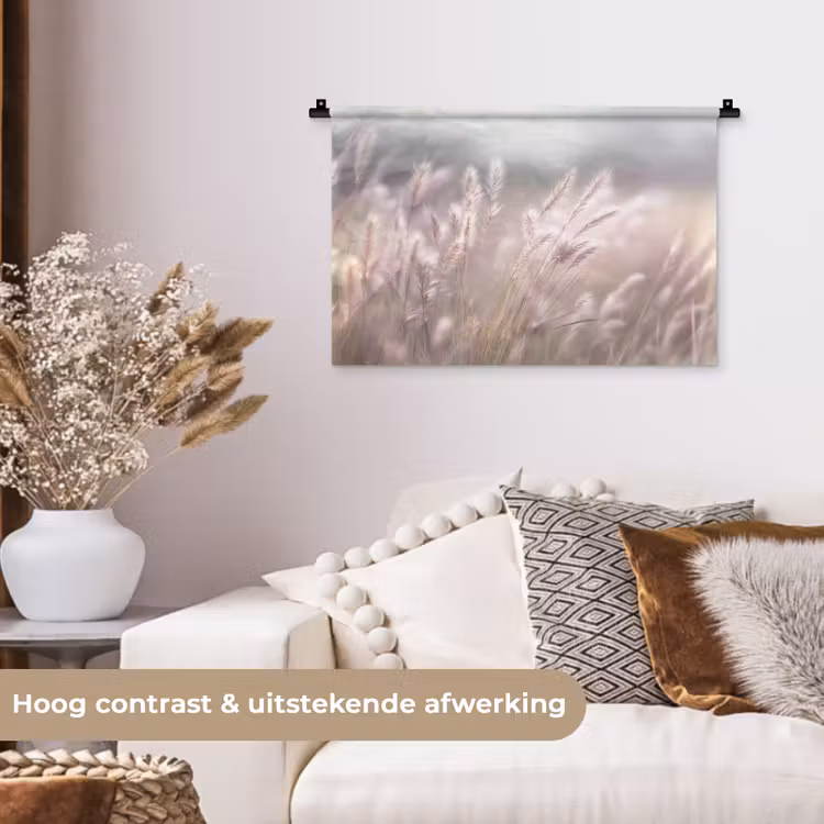 Wandkleed - Graspluimen - Wind - Beige - Mistig — 4