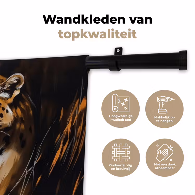 Wandkleed - Luipaard - Oranje - Wit - Gras — 3