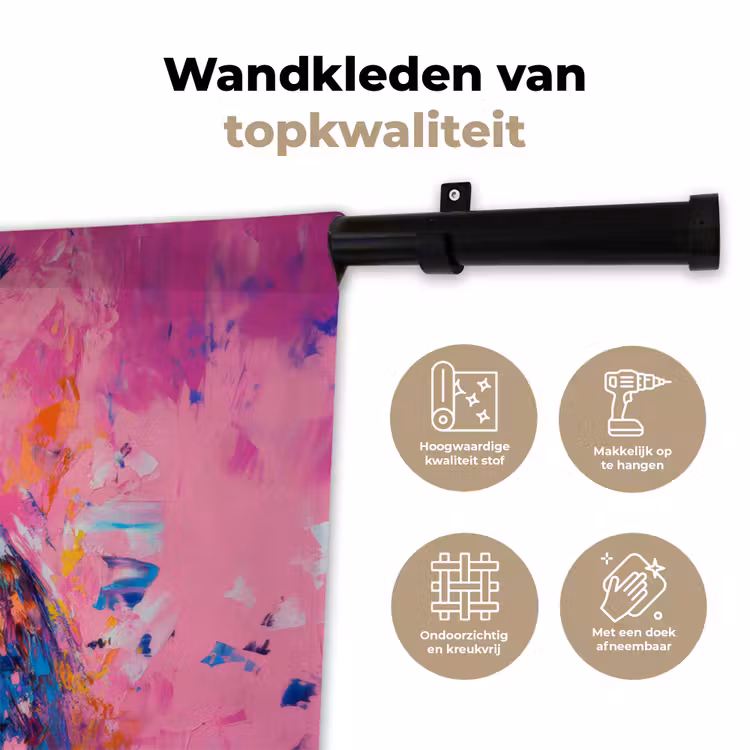 Wandkleed - Uil - Roze - Blauw - Verf - Abstract — 3