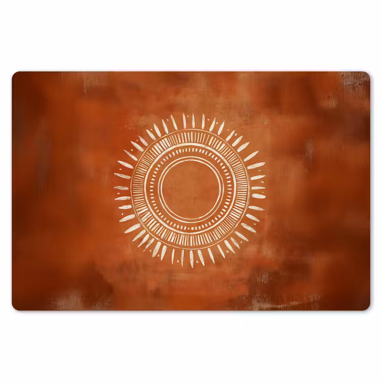 Placemat - 6 stuks - Abstract - Lijnen - Zonnestralen - Roodbruin — 7