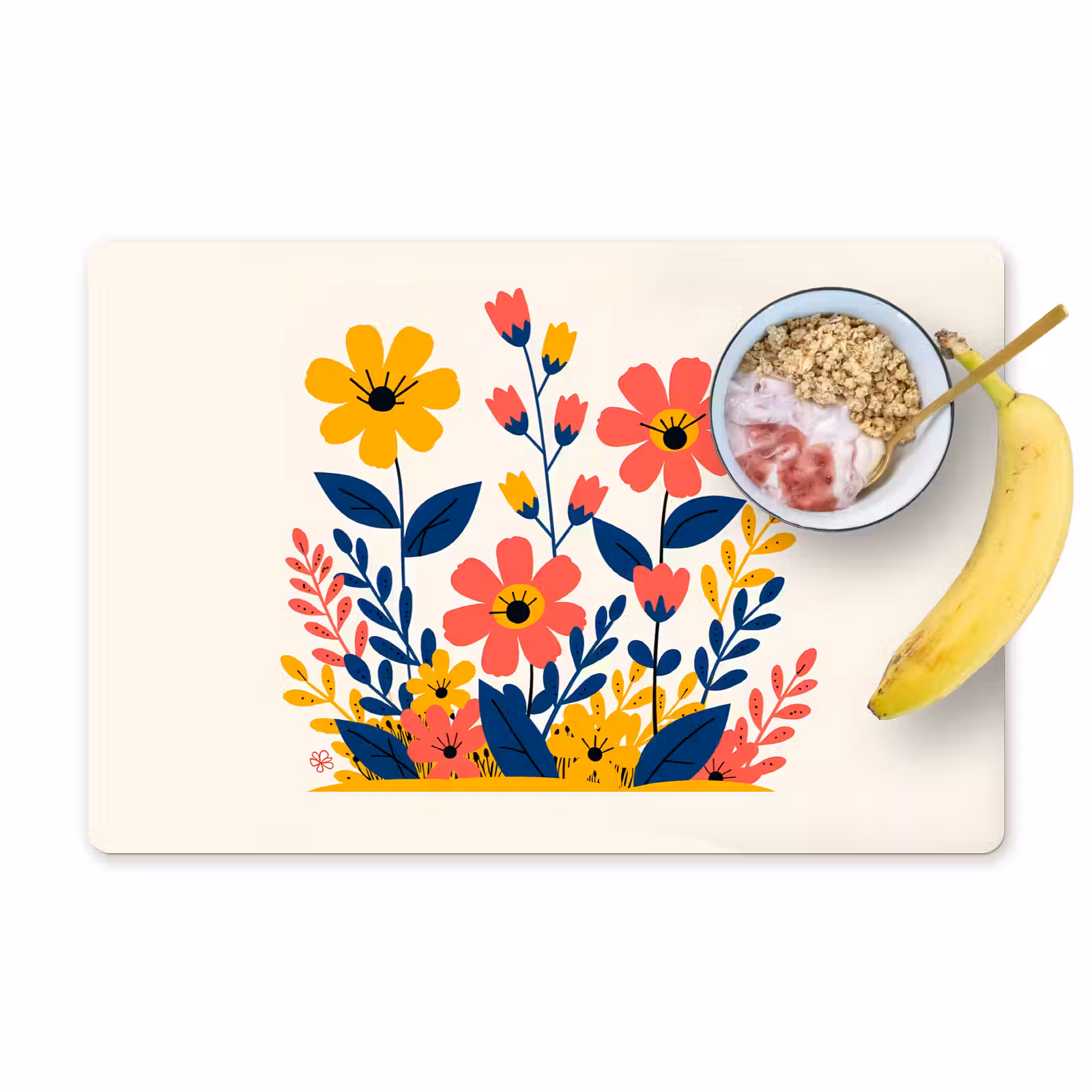 Placemat - 6 stuks - Illustratie - Bloemen - Bladeren - Roze — 1