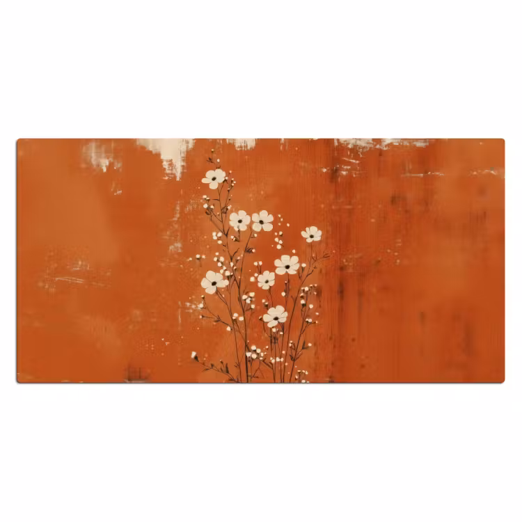 Bureau onderlegger - Bloemen - Wit - Subtiel - Roestkleur — 1