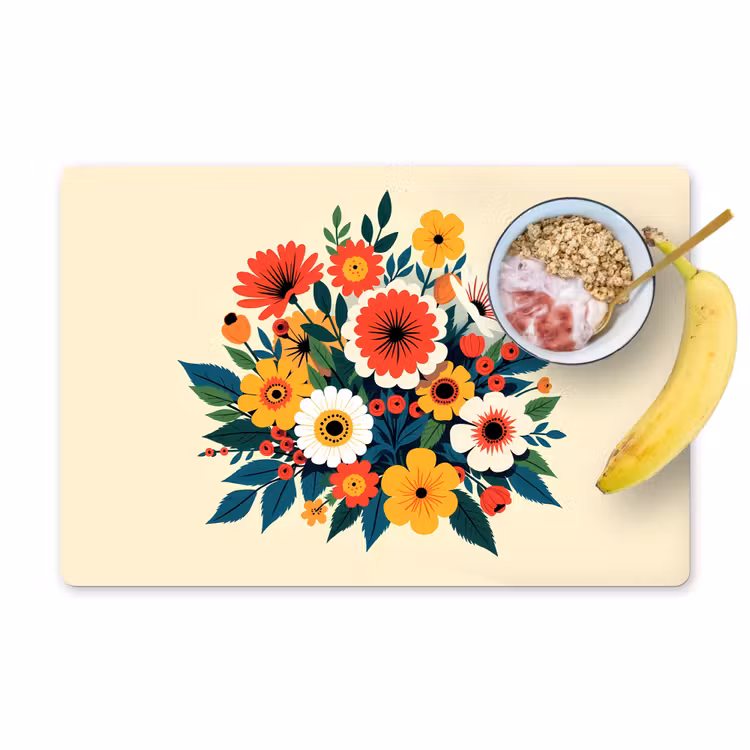 Placemat - 6 stuks - Boeket - Bladeren - Illustratie - Kleurrijk — 1