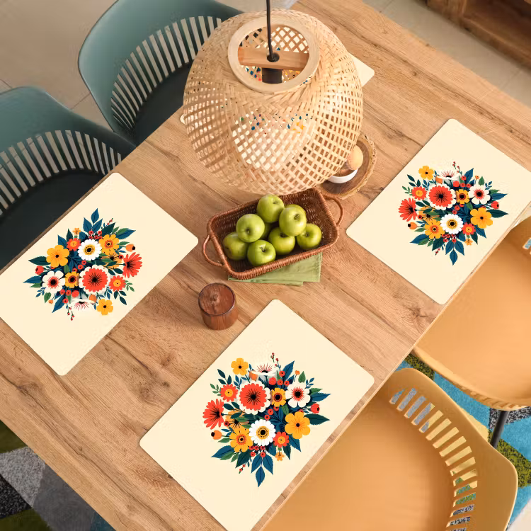 Placemat - 6 stuks - Boeket - Bladeren - Illustratie - Kleurrijk — 6