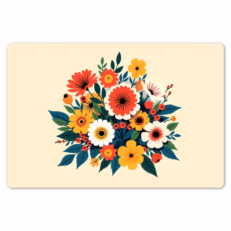 Placemat - 6 stuks - Boeket - Bladeren - Illustratie - Kleurrijk — 7