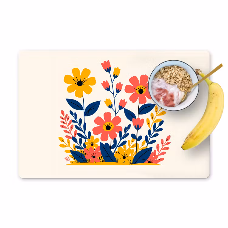 Placemat - 6 stuks - Illustratie - Bloemen - Bladeren - Roze — 1