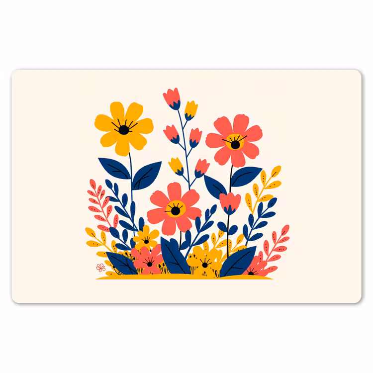 Placemat - 6 stuks - Illustratie - Bloemen - Bladeren - Roze — 7