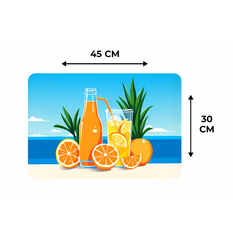 Placemat - 6 stuks - Sinaasappels - Ijsblokjes - Zee - Illustratie — 3
