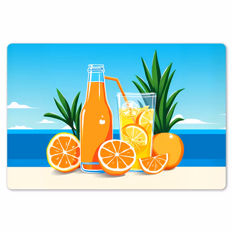 Placemat - 6 stuks - Sinaasappels - Ijsblokjes - Zee - Illustratie — 7