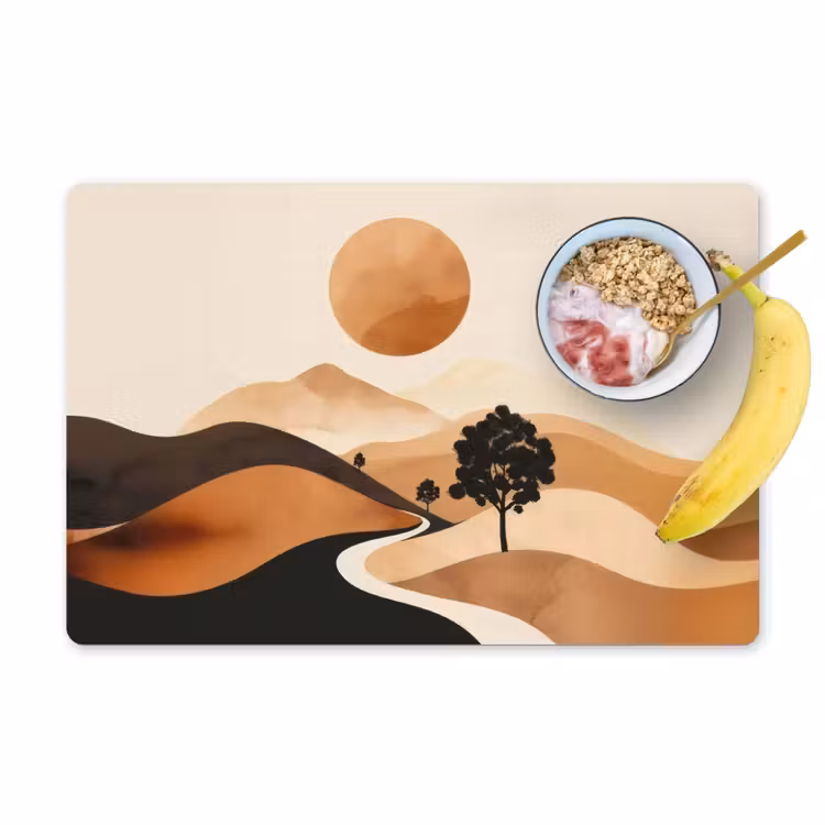 Placemat - 6 stuks - Zon - Heuvels - Boom - Abstract — 1