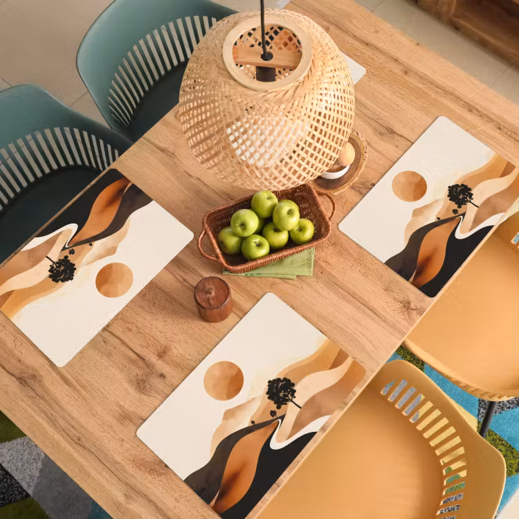 Placemat - 6 stuks - Zon - Heuvels - Boom - Abstract — 6