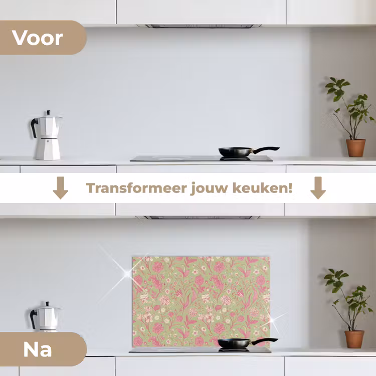 Spatscherm keuken - Classic - Pink - Mint — 2