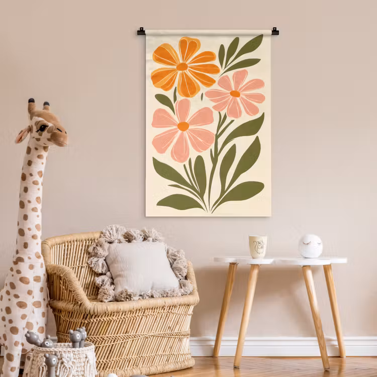 Wandkleed - Minimalistisch - Bloemen - Bladeren - Roze — 6