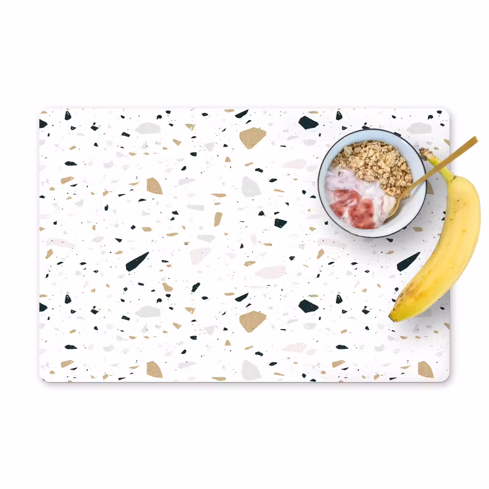 Placemat - 6 stuks - Terrazzo - Patroon - Wit - Neutraal — 1